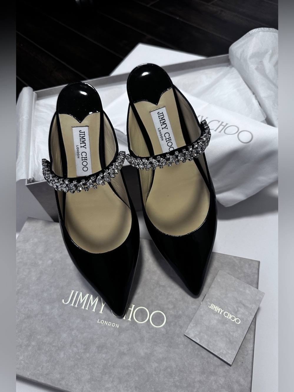 Jimmy Choo Bing Patent Black Flats